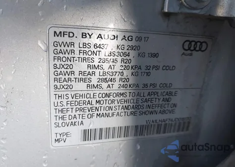 2018 Audi Q7 2.0T Premium z USA, uszkodzony, nr VIN WA1LHAF74JD015170